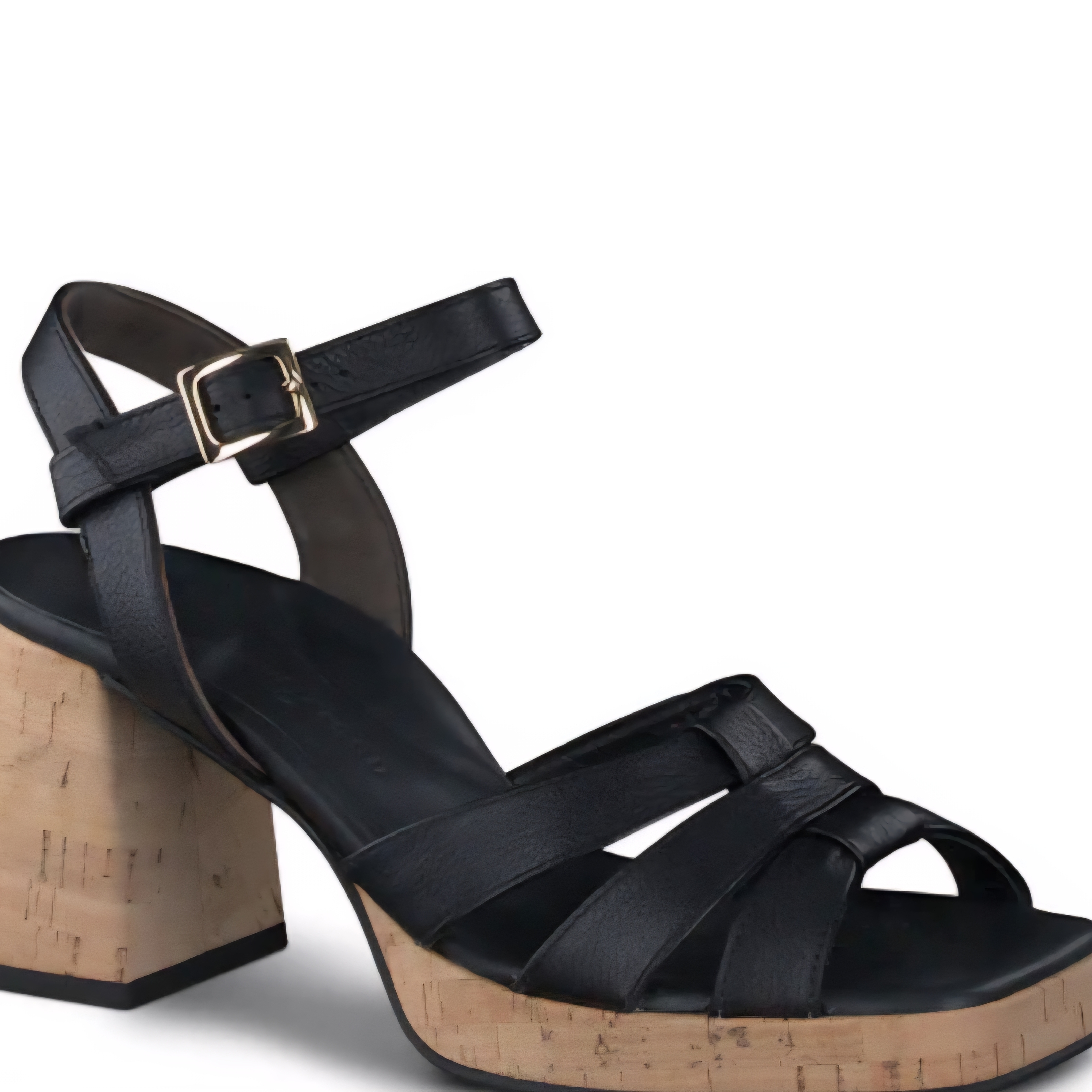 Paul Green Tina Black Strappy Sandals With Cork Heel - New - Ret $429